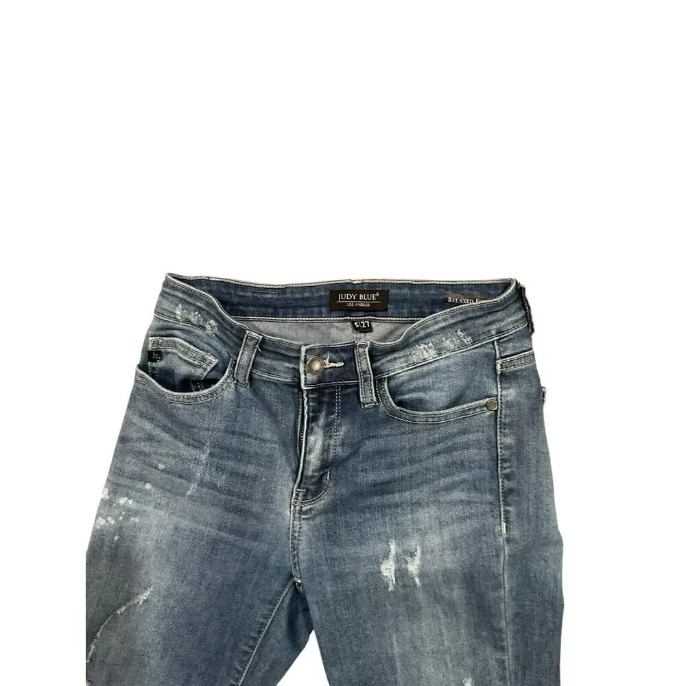 Judy Blue Jeans Womens 5/27 Blue Distressed Skinny Stretch Dark Wash Denim - Picture 9 of 9
